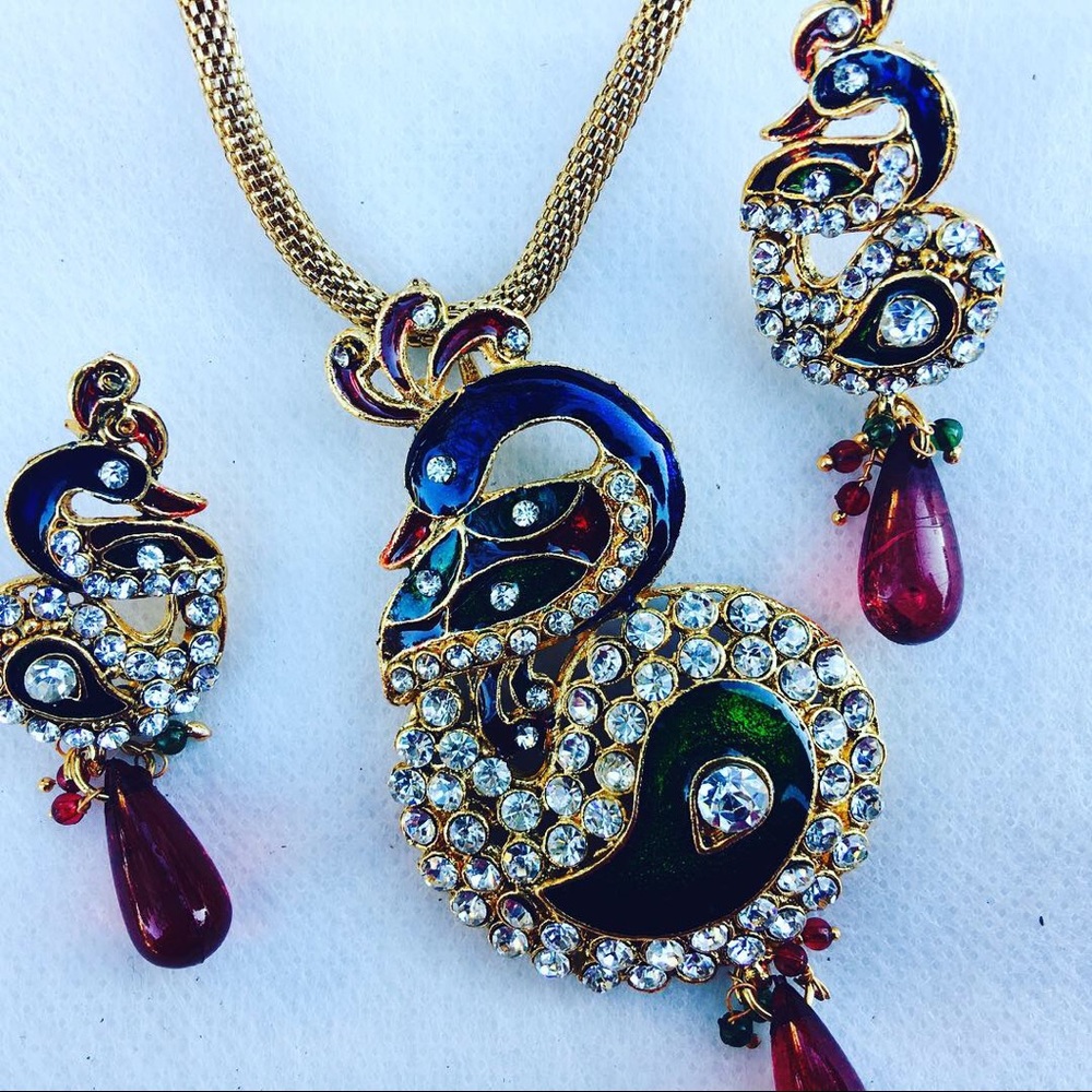 Indian Peacock Designer Necklace set with earrings